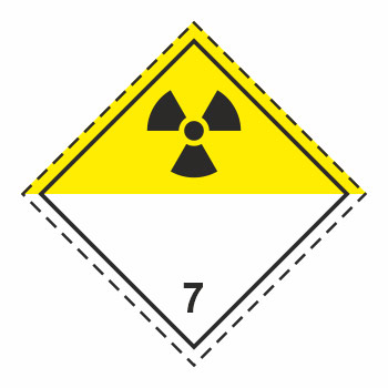 Знак перевозки опасных грузов «Класс 7. Радиоактивные материалы» (светоотражающая пленка, 250х250 мм)